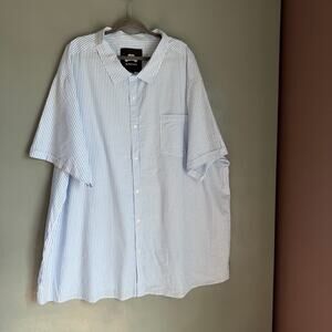 WINSTON Men's 6XLT Blue & White Pinstripe Short Sleeve Button Down Top Classic